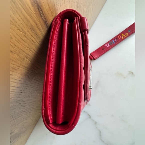 LOUIS VUITTON New Wave Long Wallet Rouge Red Calfskin Silver LV Wrist Strap MIE - Picture 6 of 13
